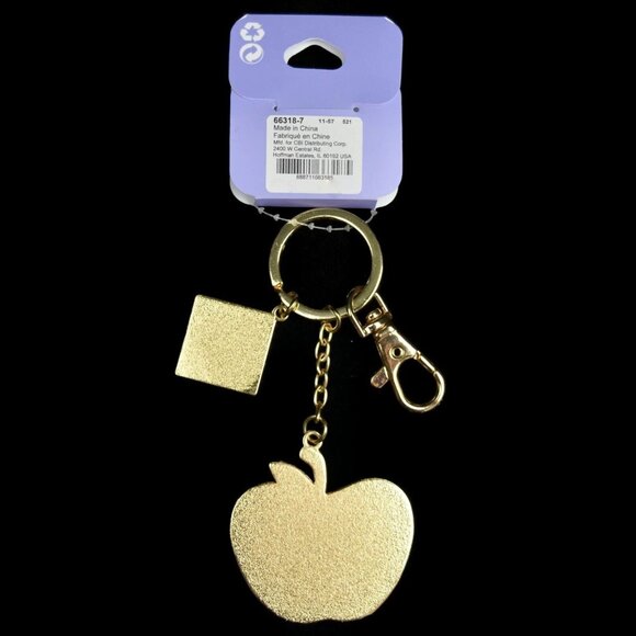 Claires Keychain Best Teacher Fob Red Enamel Apple Charm Ring Lobster Clasp - Picture 5 of 5